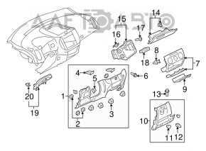 Capacul genunchiului șoferului asamblat VW Tiguan 09-17 cu compartiment pentru depozitare, pentru climatizare manuală, negru, zgârieturi.