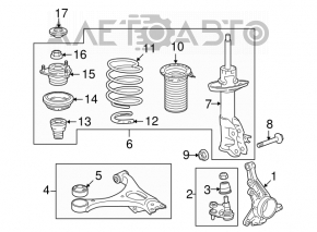 Maneta inferioară față stânga Honda Civic 4d 06-09 crăpată silentioasă