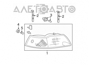 Farul dreapta față Ford Mustang 99-04, gol, cu halogen, zgârieturi, ciobituri, suport rupt