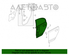 Ușa goală din spatele stânga a unui Honda Civic 4d 06-09, argintie, cu mâner.