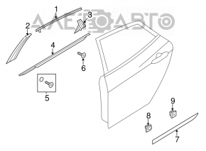 Decorație inferioară ușă spate dreapta Hyundai Azera 12-17 nou original OEM