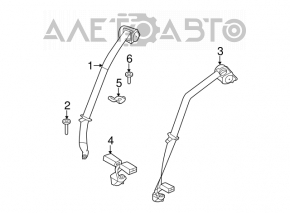 Centura de siguranță spate dreapta pentru Ford Fiesta 11-19, 4 uși, negru.