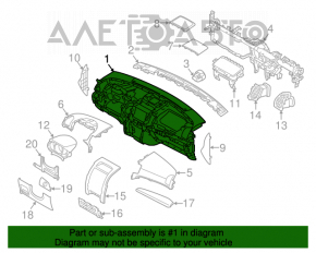 Panoul frontal al torpilei fără AIRBAG Kia Sorento 11-13 pre-restilizare