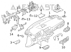 Panoul frontal al torpilei fără AIRBAG Nissan Altima 19- SR, linie roșie.