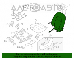 Водительское сидение Nissan Altima 19- без airbag, тряпка черн