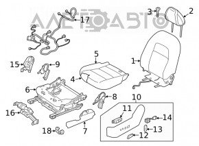 Водительское сидение Nissan Altima 19- без airbag, тряпка черн