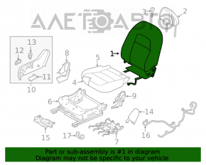 Scaun de pasager Nissan Altima 19- fără airbag, manual, material textil negru