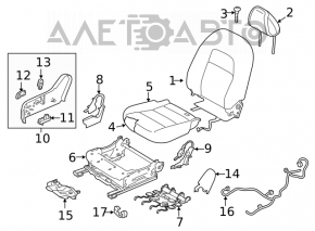 Scaun de pasager Nissan Altima 19- fără airbag, tapițerie neagră.