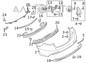 Absorbantul de bara spate Ford Fusion mk5 19-20 nou, neoriginal.