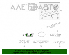 Эмблема надпись LE двери багажника Toyota Sienna 11-20