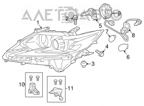 Фара передняя правая голая Lexus ES300h ES350 16-18 рест галоген новый OEM оригинал