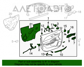 Capacul ușii, cartela frontală dreapta Chevrolet Malibu 13-15 piele neagră.