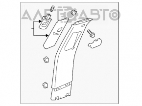 Capacul stâlpului central, curea superioară stânga, Chevrolet Malibu 13-15, negru.