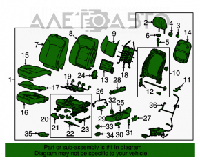 Водительское сидение Chevrolet Malibu 13-15 без airbag, кожа черн