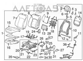 Водительское сидение Chevrolet Malibu 13-15 без airbag, кожа черн