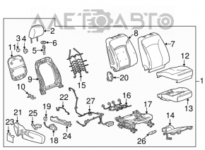 Scaunul pasagerului pentru Chevrolet Malibu 13-15, material textil, negru.