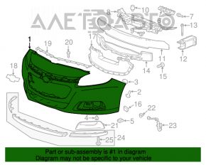 Бампер передний голый Chevrolet Malibu 14-15 рест