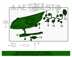 Far stânga față asamblată Chevrolet Malibu 13-15 xenon negru