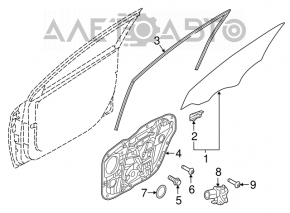 Garnitura sticla fata stanga Hyundai Elantra AD 17-20 nou original OEM