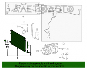 Radiatorul condensatorului de aer condiționat Toyota Camry v70 18- hibrid