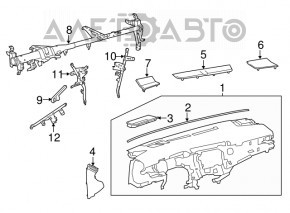 Panoul frontal al torpilei fără AIRBAG Toyota Camry v70 18-20 negru pentru proiecție.