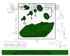 Far dreapta față VW Tiguan 12-17 complet asamblat, restilizat xenon + LED