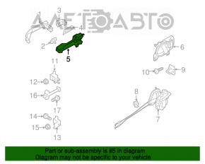 Mecanismul mânerului ușii din spate dreapta Nissan Versa 12-19 SUA