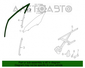 Garnitură de geam față stânga Nissan Versa 12-19 SUA