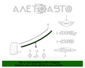 Moldura ușii drepte a portbagajului Mini Cooper Clubman R55 07-14 crom