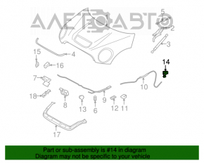 Manerul de deschidere a capotei din interiorul mașinii Mini Cooper Clubman R55 07-14