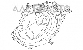 Far stânga față Mini Cooper Clubman R55 07-14, gol, halogen, luminos, semnal galben.