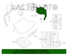 Capacul arcului drept Nissan Sentra 13-19 negru.