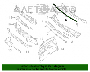 Garnitura de etanșare a ștergătoarelor de pe grilă, cauciuc Nissan Sentra 13-19