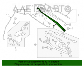 Поводок дворника правый Nissan Versa 12-19 usa