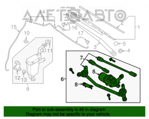 Trapezul de curățare a parbrizului cu motor pentru Nissan Versa 12-19 SUA