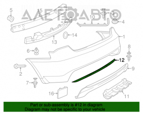 Молдинг заднего бампера Chrysler 200 11-14