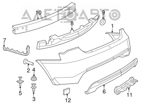 Amplificatorul de bara spate Chrysler 200 4d 11-14 ruginit.