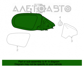 Oglindă laterală dreapta Chrysler 200 11-14, 5 pini, încălzire, gri.