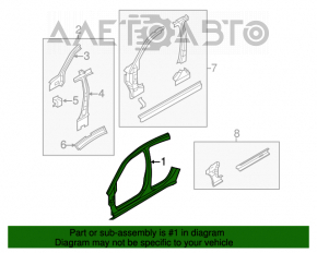 Bara caroserie centrală stânga Chrysler 200 11-14 cu prag, non-standard, tăiată, baston