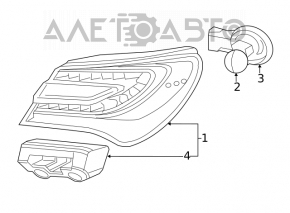 Suportul de prindere a barei spate sub stopul din dreapta pentru Chrysler 200 4d 11-14.