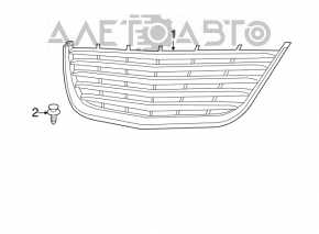 Решетка радиатора grill Chrysler 200 11-14 серая с хромом