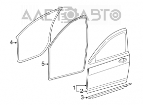 Garnitură de ușă dreapta față Chrysler 200 11-14