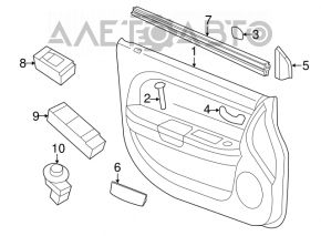 Capacul ușii, cartela din față dreapta Chrysler 200 11-14 negru cu inserție neagră de pânză, cotier din piele, zgârieturi, necesită curățare chimică.