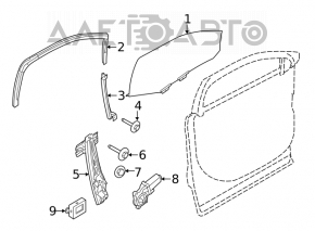 Направляющая стекла двери передней левой Ford Explorer 11-19 короткая