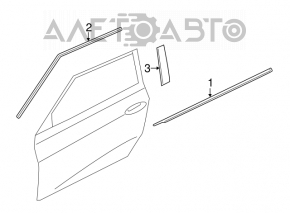 Moldură ușă-sticlă față centrală stânga Hyundai Veloster 12-17