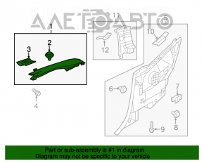 Capac spate stânga Hyundai Veloster 12-17 negru, suport rupt, zgârieturi