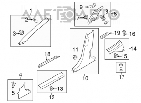 Capac prag fata stanga exterioara Hyundai Veloster 12-17 negru, zgarieturi