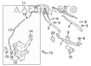 Leash stânga a ștergătorului Hyundai Veloster 12-17