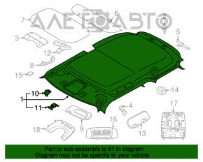 Обшивка потолка Mini Cooper F56 3d 14- без панорамы, серый