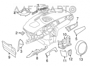 Накладка колени водителя Mini Cooper F56 3d 14- черн, царапина